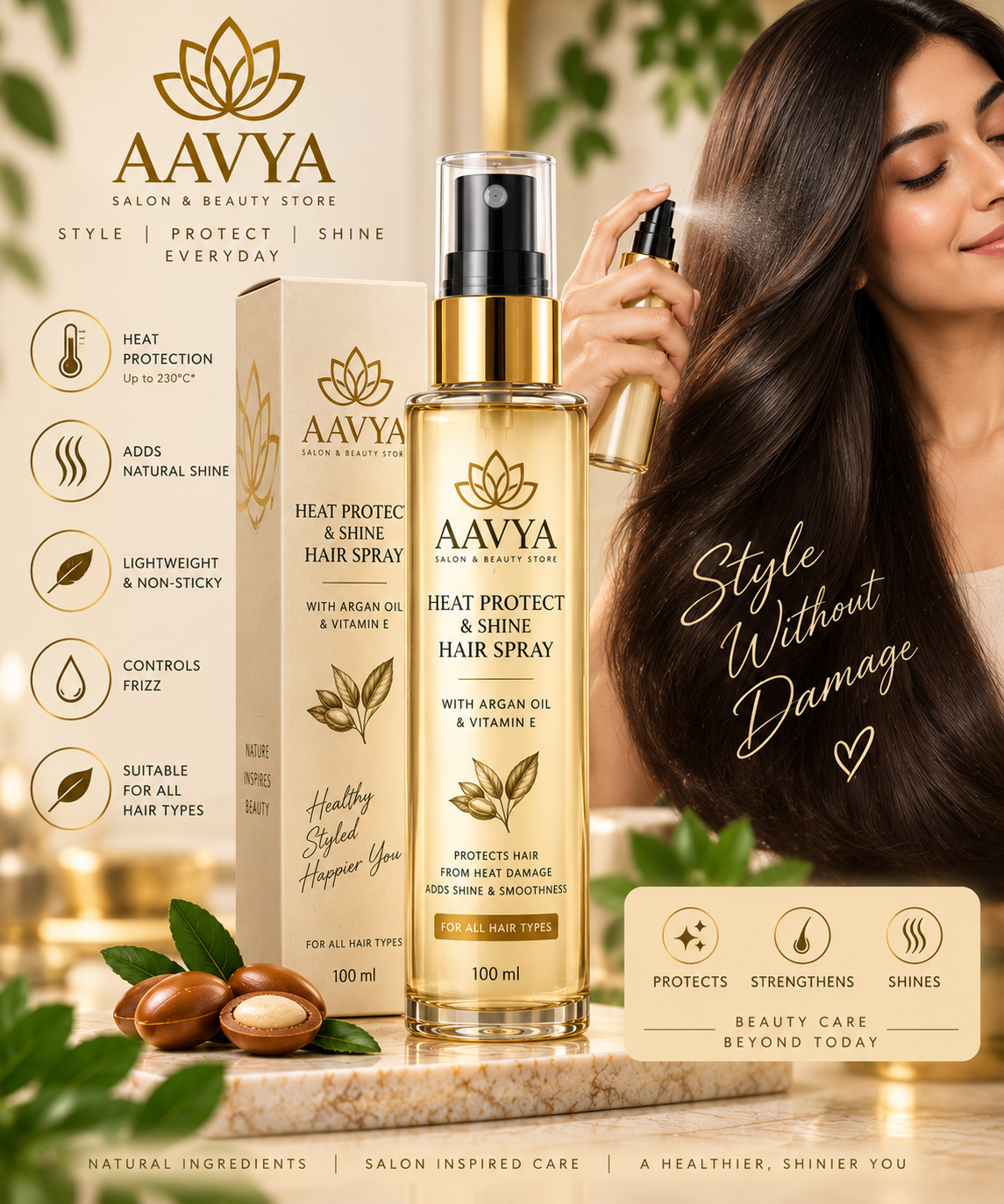 AAVYA Heat Protect & Shine Hair Spray