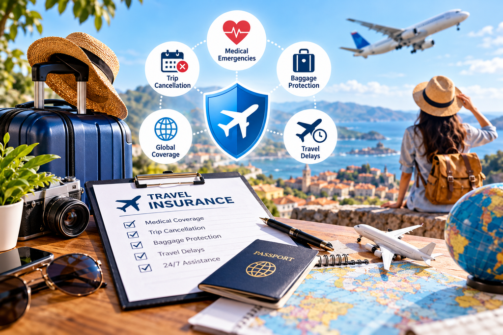 Best Travel Insurance covering medical emergencies, trip cancellation, baggage protection, travel delays, and global travel coverage.