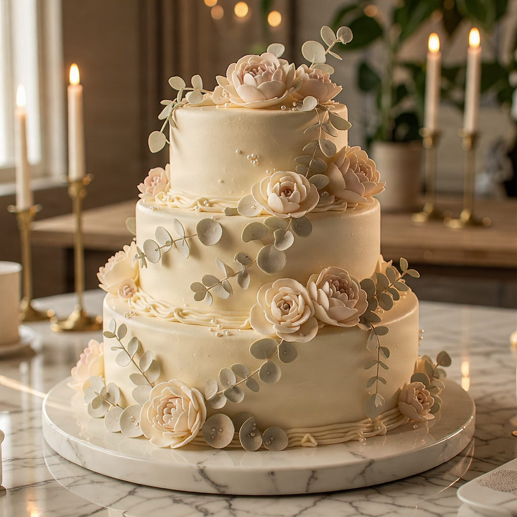Sophisticated wedding or anniversary cake